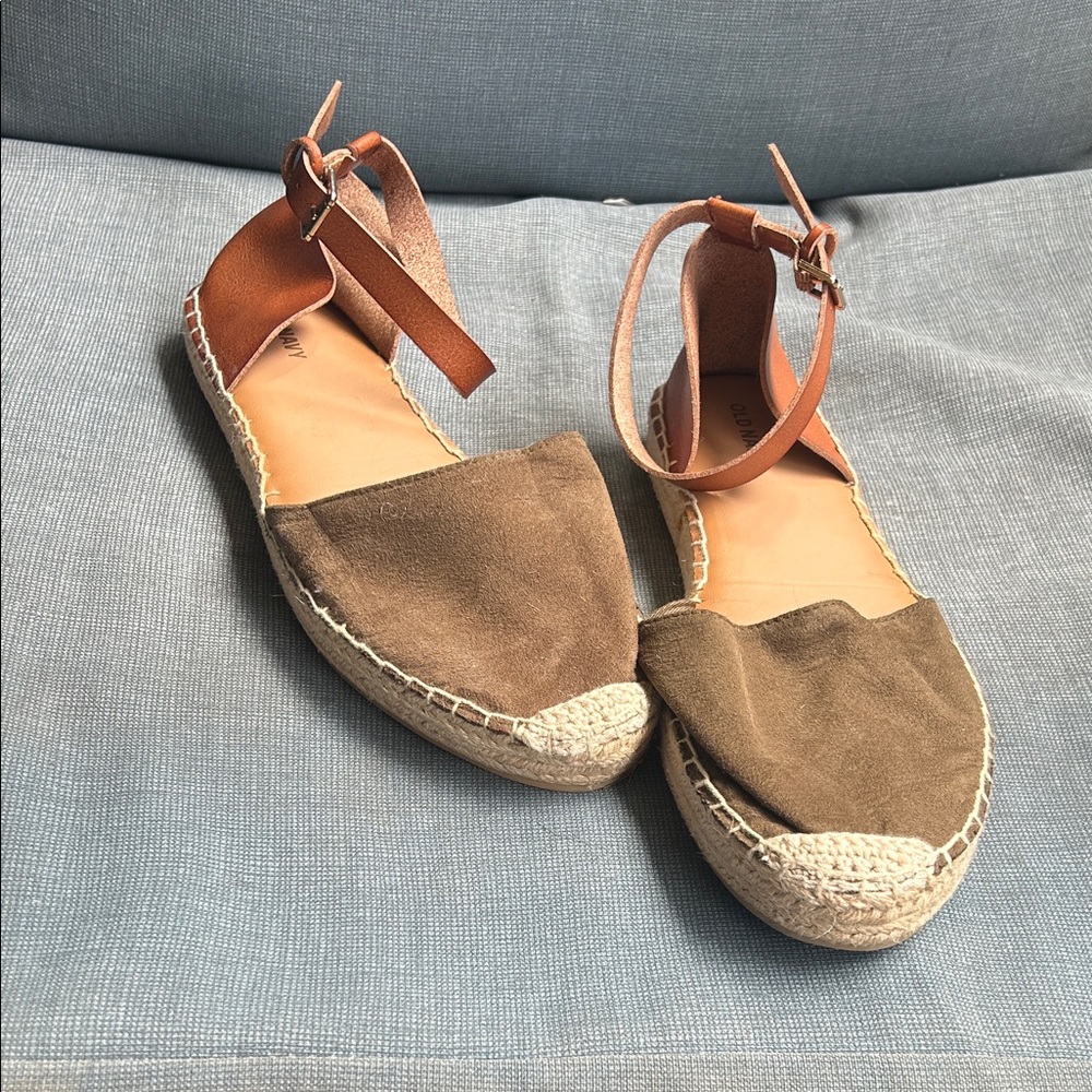 Olive Green Suede Espadrille Flats